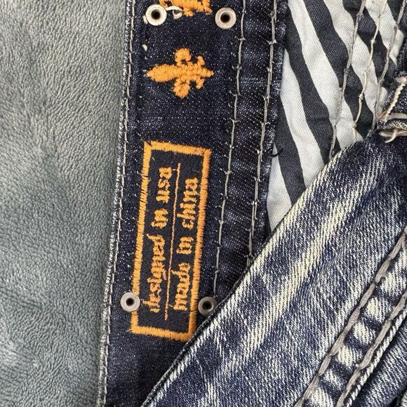 WOMENS Rock Revival LYNKAI Crystal Rhinestone Stitched Easy Crop Jeans 32 Y2K - Picture 10 of 16